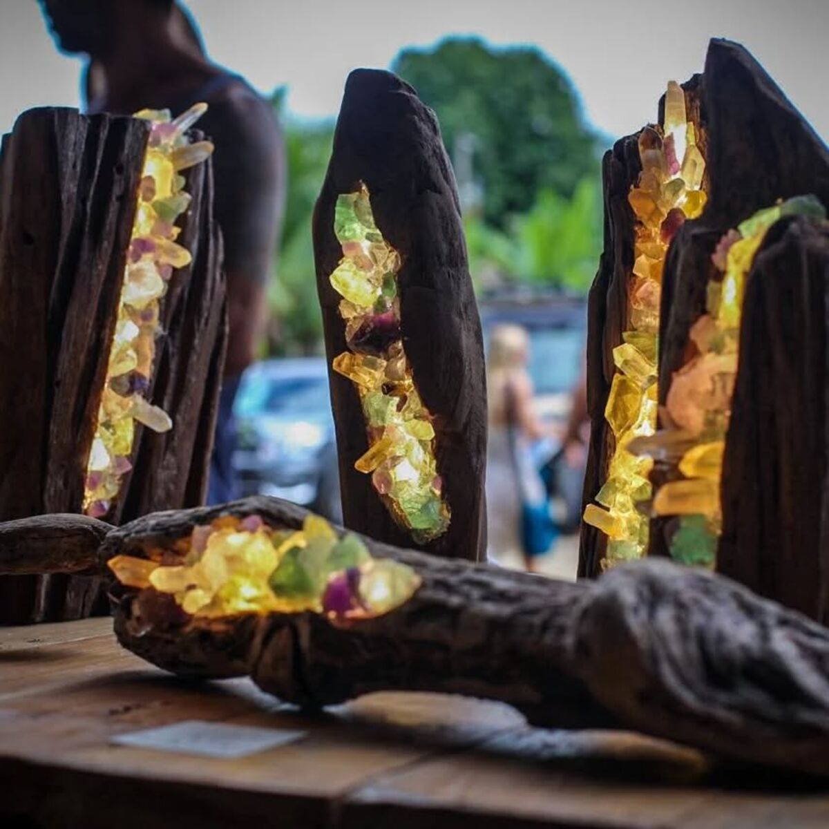 Hand-carved crystal lamp